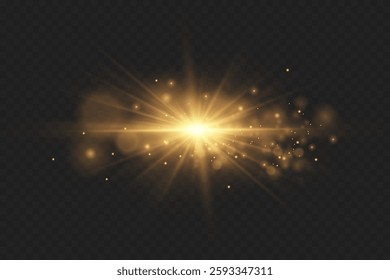 Light effect of explosion and sparks. The shine of a star and a flash.