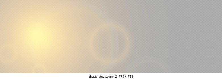 Light effect and flare flash. On a transparent background.