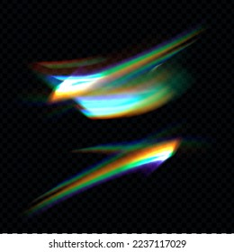 efecto luminoso. paro. Luz que brilla en colores arcoiris con un prisma