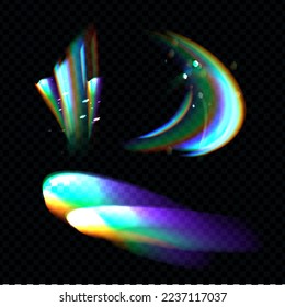 light effect. flare. Light that shines in rainbow colors with a prism