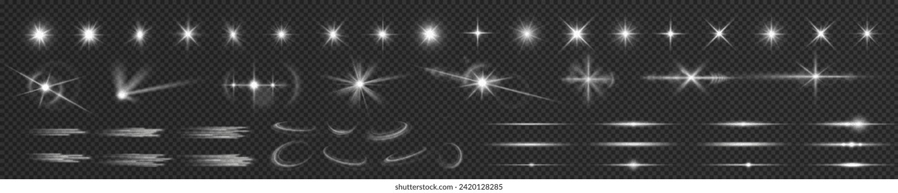 Light effect flare white shine sparkl, vector len glow line sparkle shine. White, lens, star, glow, spark, effect, light, line, spotlight, flare, twirl, curve, vector, vortex.