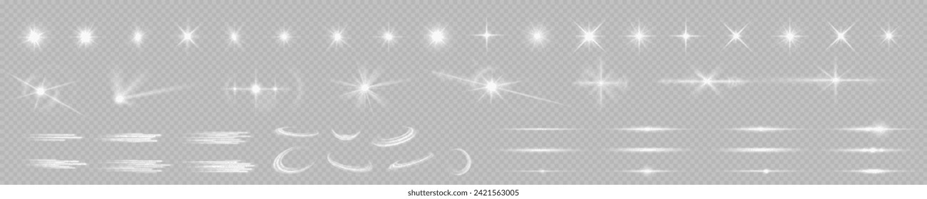 Light effect flare white shine sparkl, vector len glow line sparkle shine. White, lens, star, glow, spark, effect, light, line, spotlight, flare, twirl, curve, vector, vortex.