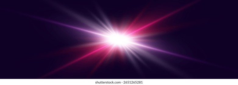 Light effect flash with rays. Vector illustrator