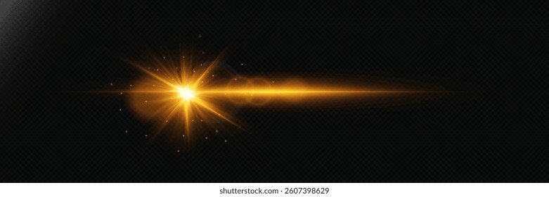 Light effect of flash of star sparks. On transparent background.