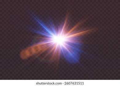 Light effect of flash of star sparks. On transparent background.