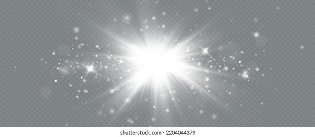Light effect with glitter particles.Christmas dust.White sparks shine with special light.