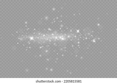 Lichteffekt mit glänzenden Partikeln.Weihnachtsstaub.Weiße Funken glänzen mit speziellem Licht.