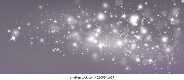 Light effect with glitter particles.Christmas dust.White sparks shine with special light.