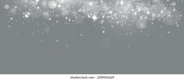 Light effect with glitter particles.Christmas dust.White sparks shine with special light.