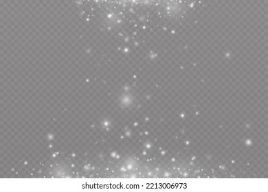 Lichteffekt mit glänzenden Partikeln.Weihnachtsstaub.Weiße Funken glänzen mit speziellem Licht.