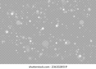 Efecto luminoso con partículas brillantes. Polvo de Navidad. Brillos blancos brillan con luz especial.