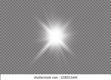 Light effect glow.
Bright Star. The transparent shining sun, bright flash.