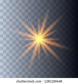 Light effect glow. Bright Star. The transparent shining sun, bright flash. Gold.
Vector illustration EPS10