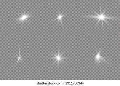 Light effect glow.
Bright Star. The transparent shining sun, bright flash.
