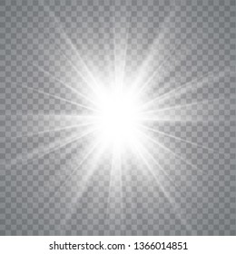Light effect glow. Bright Star. White glowing light burst explosion with transparent.