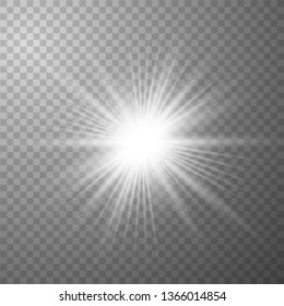 Light effect glow. Bright Star. White glowing light burst explosion with transparent.