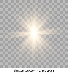 Light effect glow. Bright Star. White glowing light burst explosion with transparent.