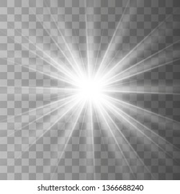 Light effect glow. Bright Star. White glowing light burst explosion with transparent.