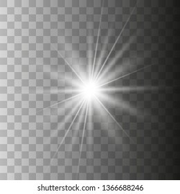 Light effect glow. Bright Star. White glowing light burst explosion with transparent.