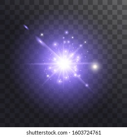 Light effect glow. Bright Star. Blue glowing light burst explosion with transparent. Vector illustration