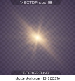 Light effect glow. Golden shining vector sun with transparent rays. Yellow detonation effect. light from the sun. rays on a transparent background.