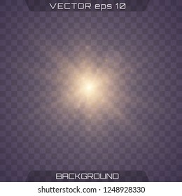 Light effect glow. Golden shining vector sun with transparent rays. Yellow detonation effect. light from the sun. rays on a transparent background.