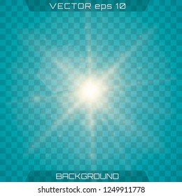 Light effect glow. Glow isolated white transparent light effect set, lens flare, explosion, glitter, line, sun flash, spark and stars.