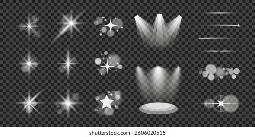 Light effect glow star beam flare sparkle vector transparent overlay