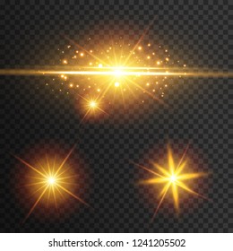 Light effect glow. Star flashed sequins. Abstract space background. Flash Highlight beam. Fantastic design.