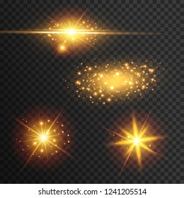 Light effect glow. Star flashed sequins. Abstract space background. Flash Highlight beam. Fantastic design.