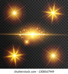 Light effect glow. Star flashed sequins. Abstract space background. Flash Highlight beam. Fantastic design.