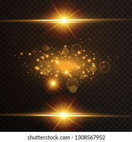 Light effect glow. Star flashed sequins. Abstract space background. Flash Highlight beam. Fantastic design.