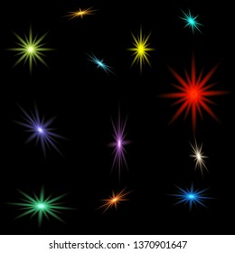 Light effect glow. Star flashed sequins. Sunlight. light from the sun. rays on a transparent background.