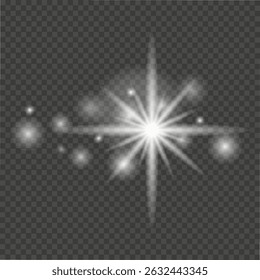 Light effect Glow of various shapes, similar to twinkling stars, sparks, lights, flashes, light from lighting devices, spotlights, beams of light elements vector