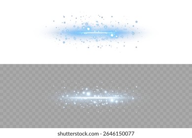 Light effect with glowing blue stripe and sparkle beam on transparent background. Suitable for video effects, motion graphics, or luxury neon-themed digital presentations.