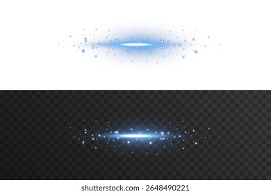 Light effect with glowing blue stripe and sparkle beam on transparent background. Suitable for video effects, motion graphics, or luxury neon-themed digital presentations.