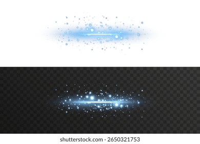 Light effect with glowing blue stripe and sparkle beam on transparent background. Suitable for video effects, motion graphics, or luxury neon-themed digital presentations.