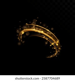 
Light effect. Glowing golden lines of the speed podium. Light shining effect. Abstract lines of movement.