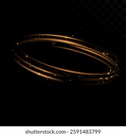 Light effect. Glowing golden lines of the speed podium. Light shining effect. Abstract lines of movement.