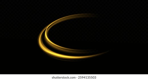 Light effect. Glowing golden lines of the podium. Light shining effect. Abstract lines of movement. Circles