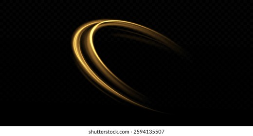 Light effect. Glowing golden lines of the podium. Light shining effect. Abstract lines of movement. Circles