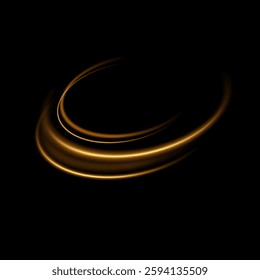 Light effect. Glowing golden lines of the podium. Light shining effect. Abstract lines of movement. Circles