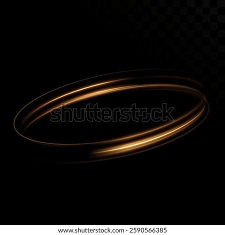 Light effect. Glowing golden lines of the speed podium. Light shining effect. Abstract lines of movement.