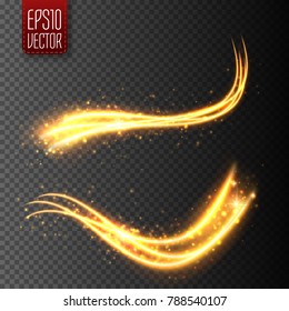 Light effect with glowing wavy lines and sparkles. Vector illustration