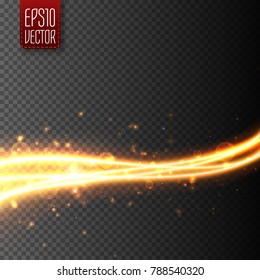 Light effect with glowing wavy lines and sparkles. Vector illustration