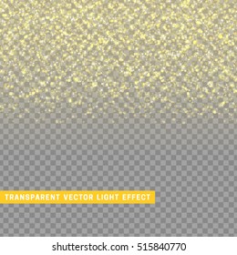 light effect gold texture glowing rain of confetti. Glitter particles shining stars. Christmas background Bright design element. Xmas decoration luxury greeting card.