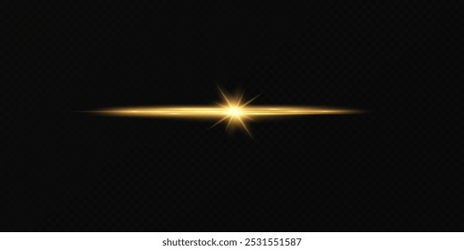 Light effect. Golden bright star, yellow sun. Starlight.	