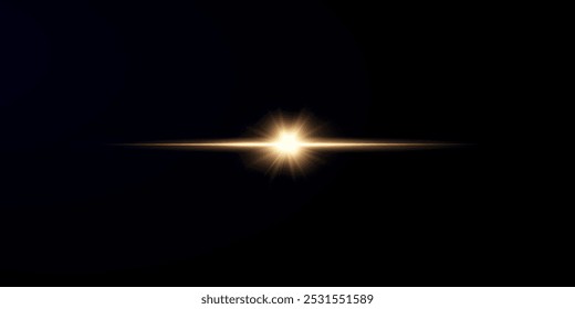 Light effect. Golden bright star, yellow sun. Starlight.	