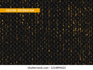 Light effect golden glitter. Background bright gold shining particles isolated on transparent background.
