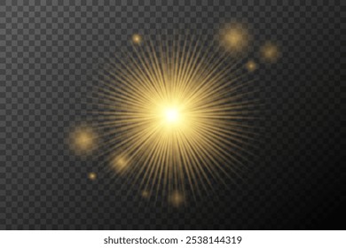 Light effect Golden isolated flare explosion shiny dust line solar flare spark star neon light, vector effect